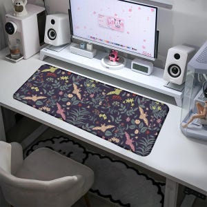 Botanical Bats Print Mousepad Gothic Desk Mat Mouse Keyboard Pad Gaming Goth Office Decor XL Desk Pad Halloween Desk Decor