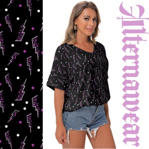 Pink Leopard Lightening Bolt Batwing T-shirt Summer Casual Alternative