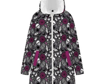 Spooky Skull Skeleton Rain Coat Waterproof Long Small to 7XL Plus Size