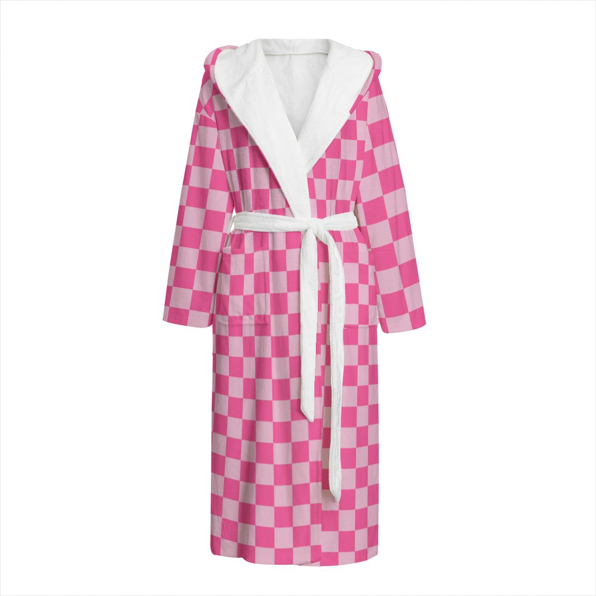 Pink and White Checkered Dressing Gown Bathrobe Cosy - Etsy UK
