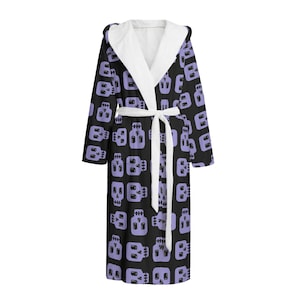 ladies skull dressing gown New & Lingwood Navy & Red Skull & Crossbones Towelling Bathrobe