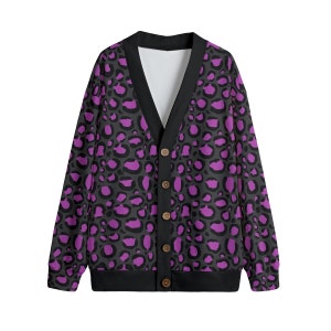 ピンク&グレー ヒョウ柄 アニマルプリント カーディガン ジャンパー ユニセックス プラスサイズ S-5XL