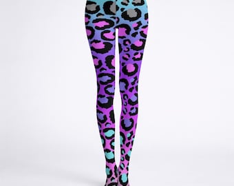 Rainbow Leopard Statement Printed Tights S-2XL
