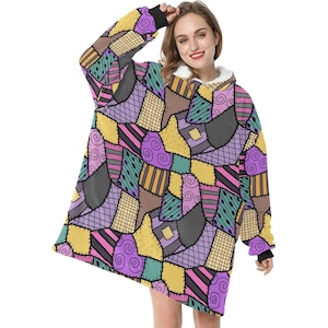 Sally Stitches Patchwork Theme Blanket Hooded Unisex Maglione Felpa Con Cappuccio Inverno Oversize Bambini Adulti Regalo