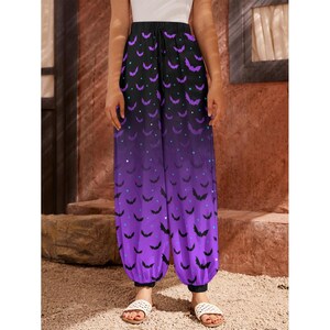 パープル バット オンブレ ユニセックス ハーレムパンツ ズボン カジュアル XS - 2XL