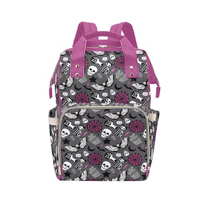 Pink & Grau Halloween Print Goth Windel Rucksack Mama Tasche Reise Wickeltasche Windel