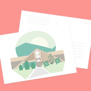 Schweizer Miss Mint Mid Century Modern House Palm Springs Postkarte Kunstdruck