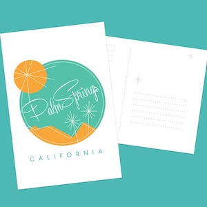 Palm Springs Logo Mid Century Modern Kitsch Postkarte Druck