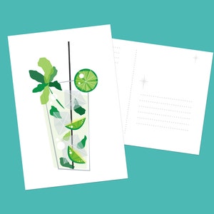 Mid Century Modern style Tiki Cocktail Mojito Oversize Postkarte Kunstdruck
