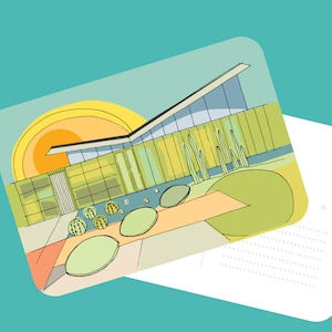 Krisel Palm Springs Mid Century Modern House Portrait Postkarte