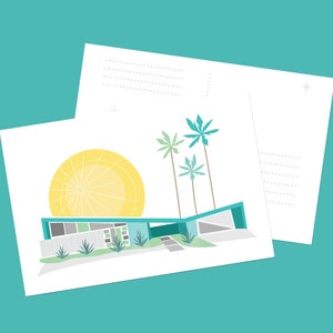 Mid Century Modern Home Palm Springs Krisel Schmetterlingsdach versize Postkarte Kunstdruck