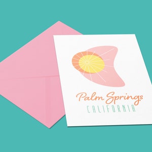Carte de vœux Palm Springs Logo kitsch moderne du milieu du siècle
