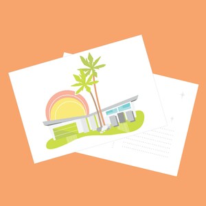 Mid Century Modern Home Palm Springs Meiselman Schmetterlingsdach Postkarte Kunstdruck
