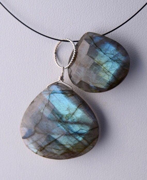 STERLING SILVER Front Toggle Necklace * Flashy AAA Faceted Labradorite .925