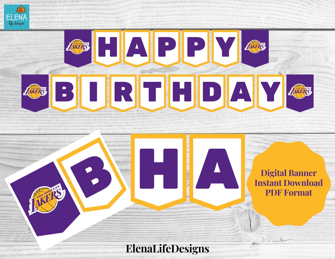 Printable Basketball Birthday Banner Los Angeles Lakers | Etsy