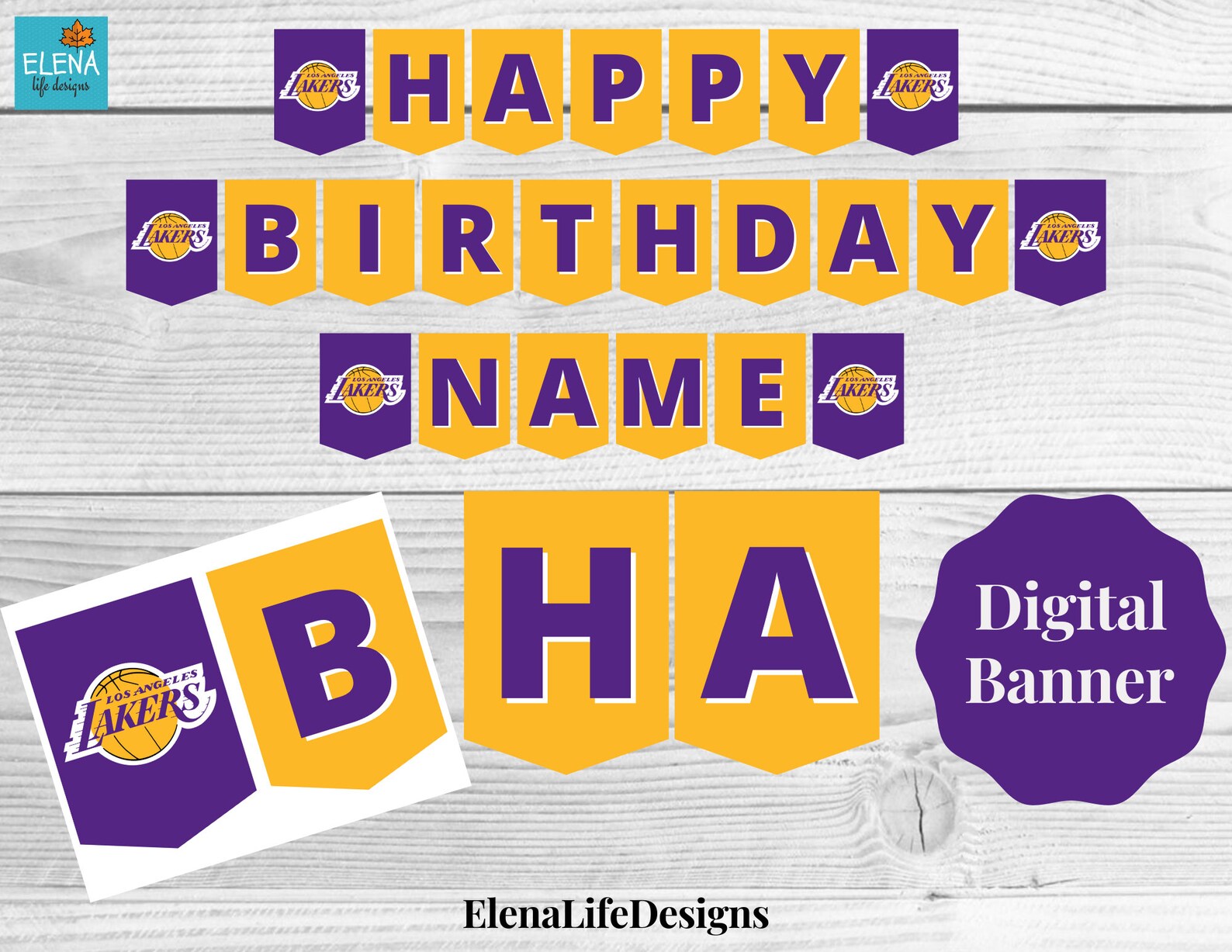 Los Angeles Lakers Basketball Digital Banner Personalized | Etsy