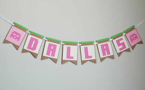 Minecraft Personalized Name Birthday Banner Decor Party Etsy