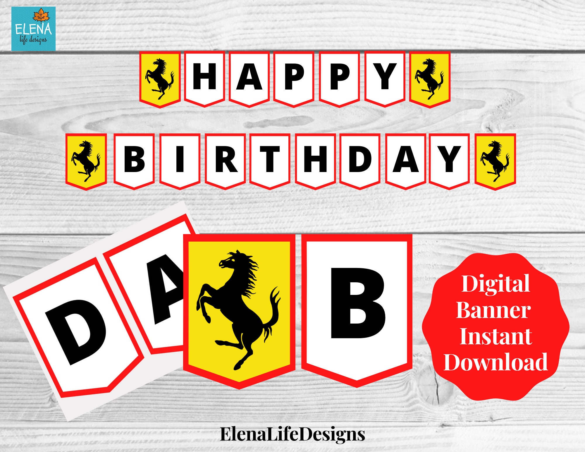 Ferrari Digital Banner Digital Happy Birthday Banner Instant | Etsy