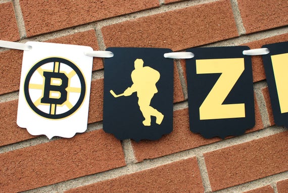 Custom Hockey Name Banner Boston Bruins Personalized Nursery Etsy