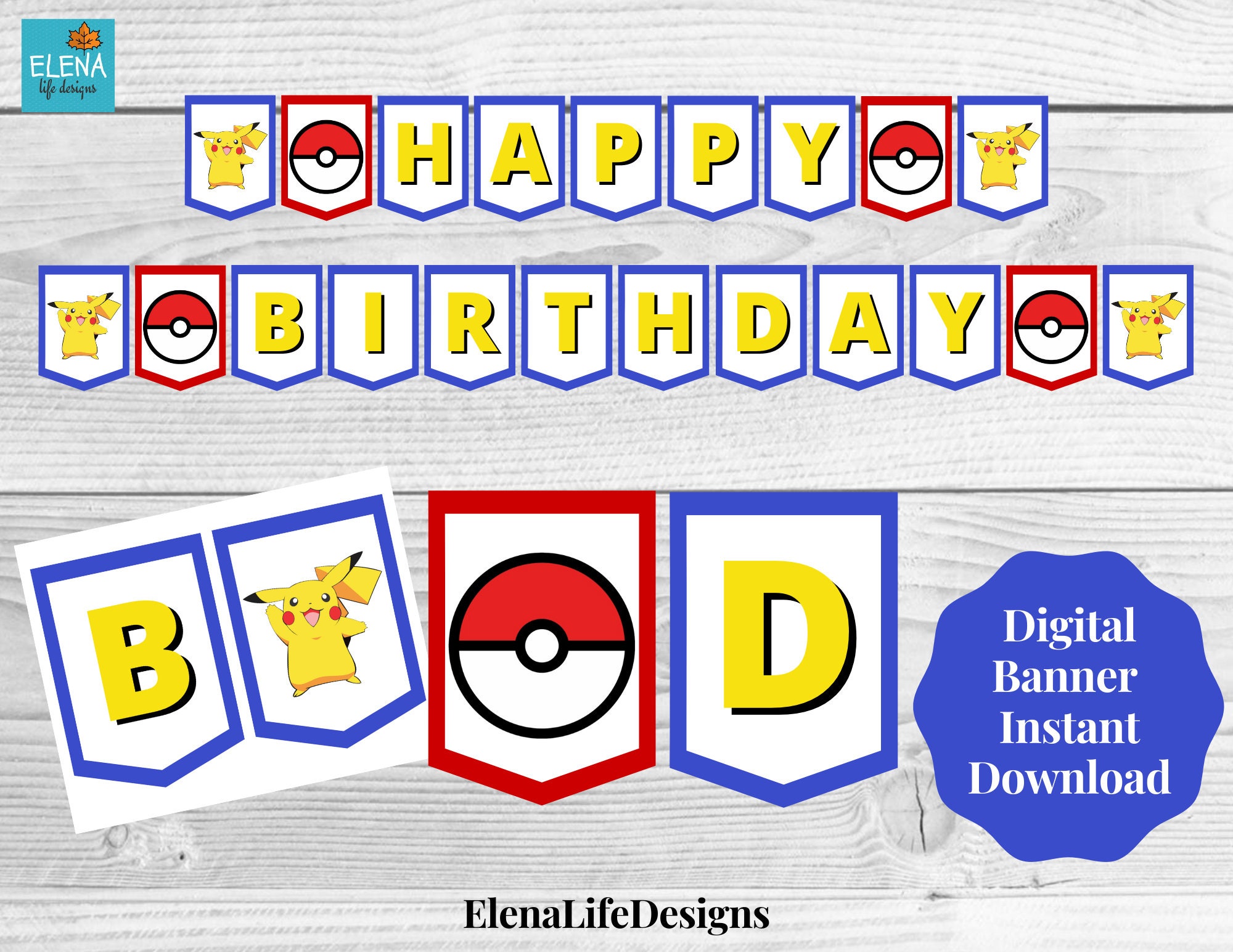 Printable Pokemon Banner Instant Download Banner Happy | Etsy Singapore