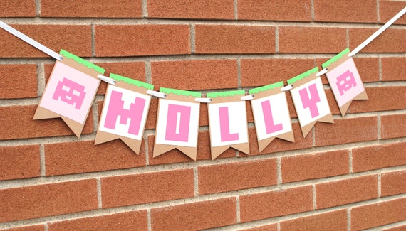 Minecraft Personalized Name Birthday Banner Decor Party Etsy