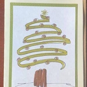 Handmade greeting cards with a Christmas Tree drawn on the front - set of six