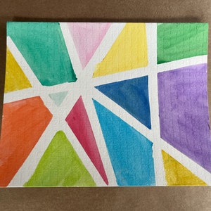 Conjunto de cartões feitos à mão com aquarela de seis vitrais