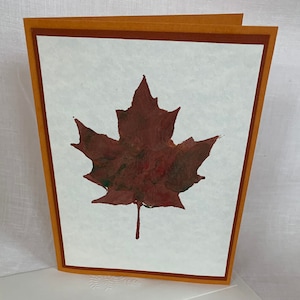 Handmade greeting cards with a Stenciled Autumn Leaf on the front - set of six
