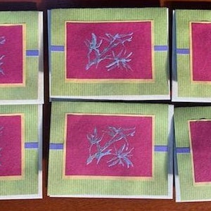 Handmade greeting cards with Bamboo on the front - set of six