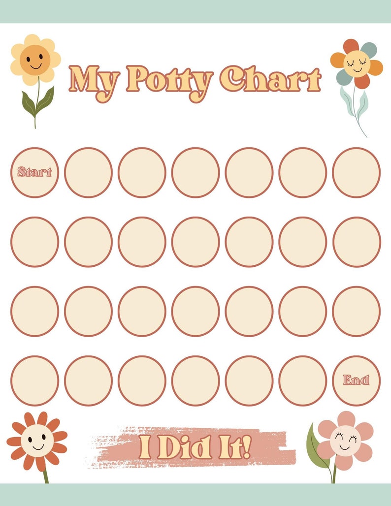 PRINTABLE Potty Chart for Toddler | Flower Sticker Chart for Potty ...