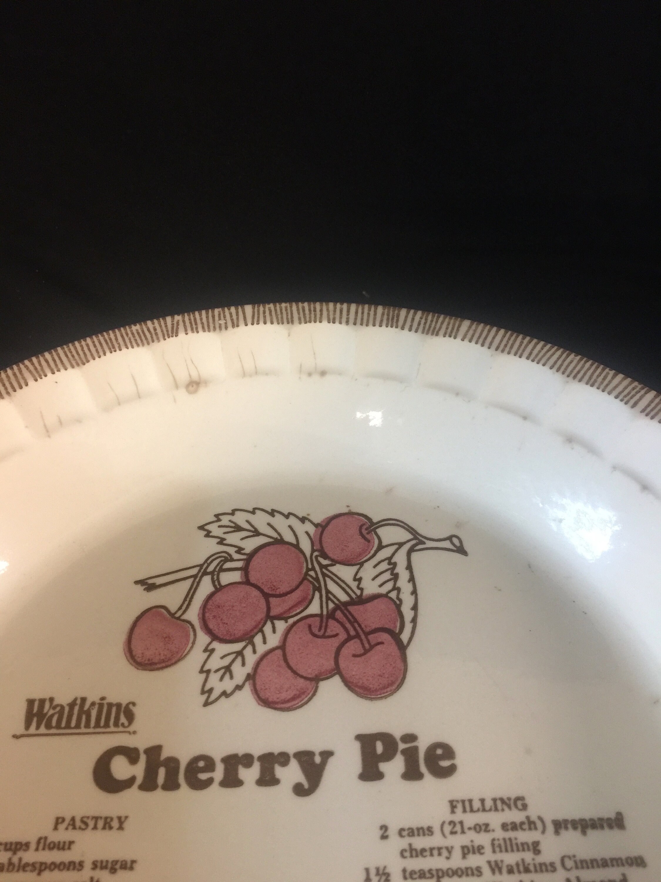 Vintage Pie Plate Vintage Cherry Pie Plate Vintage Recipe Etsy
