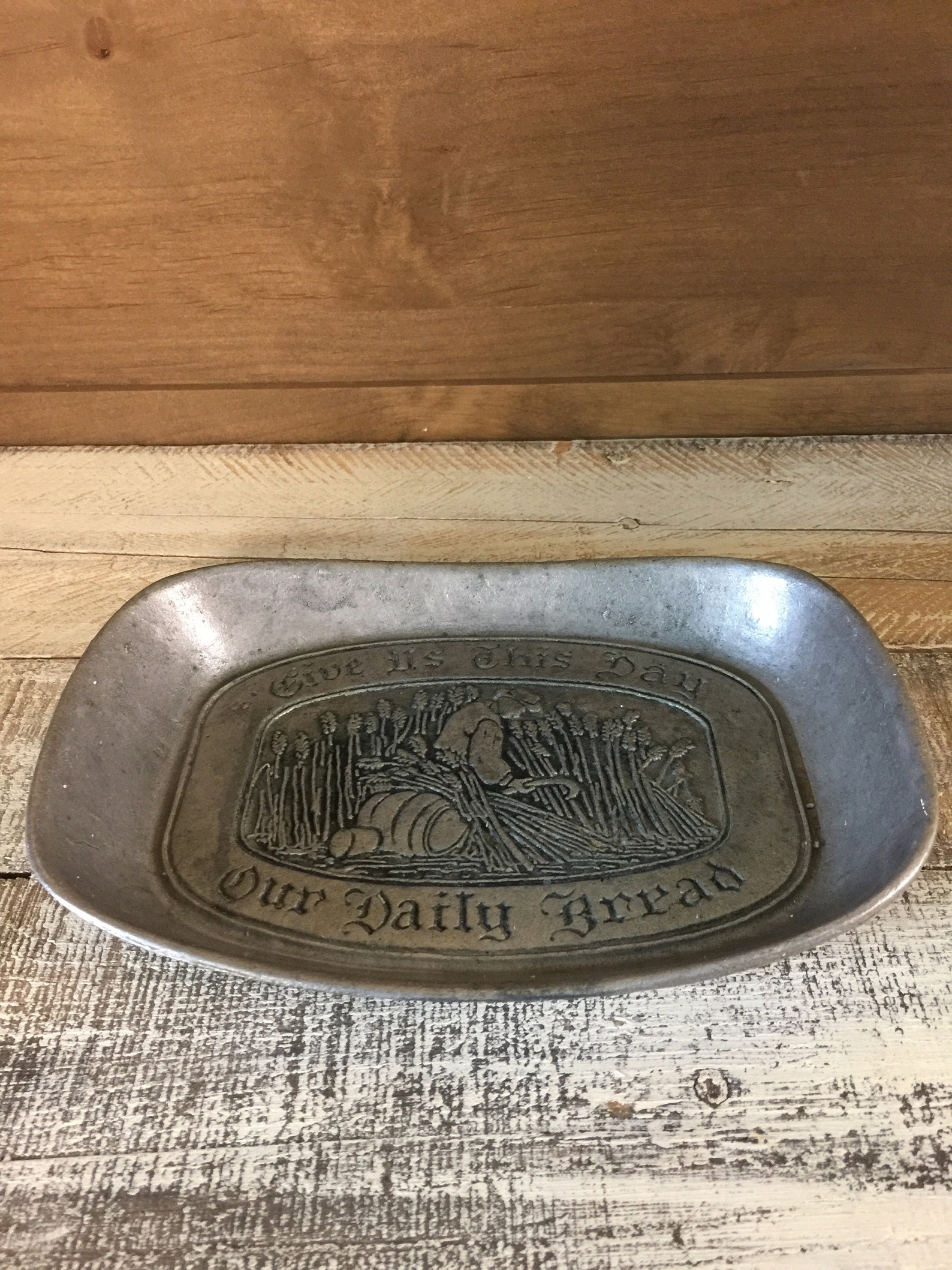 Pewter Serving Tray Dinner Roll Tray Wheat Farmer Tray Etsy