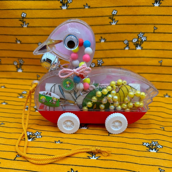 Vintage Showa Retro Toy Duck With Accessories From Japan, Okura Toy