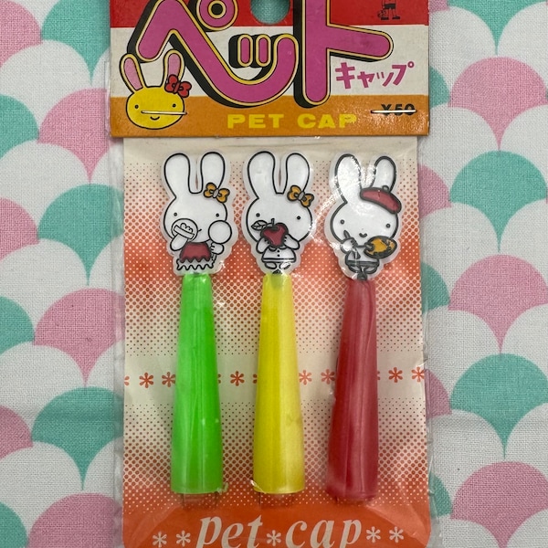 Vintage Bunny Pencil Caps From Japan