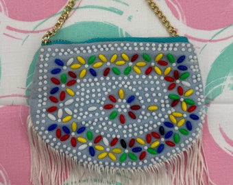 Vintage Blue Beaded Coin Purse