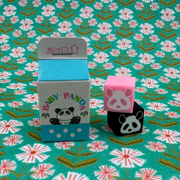 Gommes à effacer rétro « Baby panda » bleues vintage Showa, importées du Japon