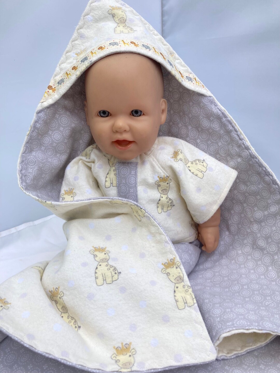 Soft Yellow and Gray Baby Doll Outfit With Coordinating Hooded Etsy