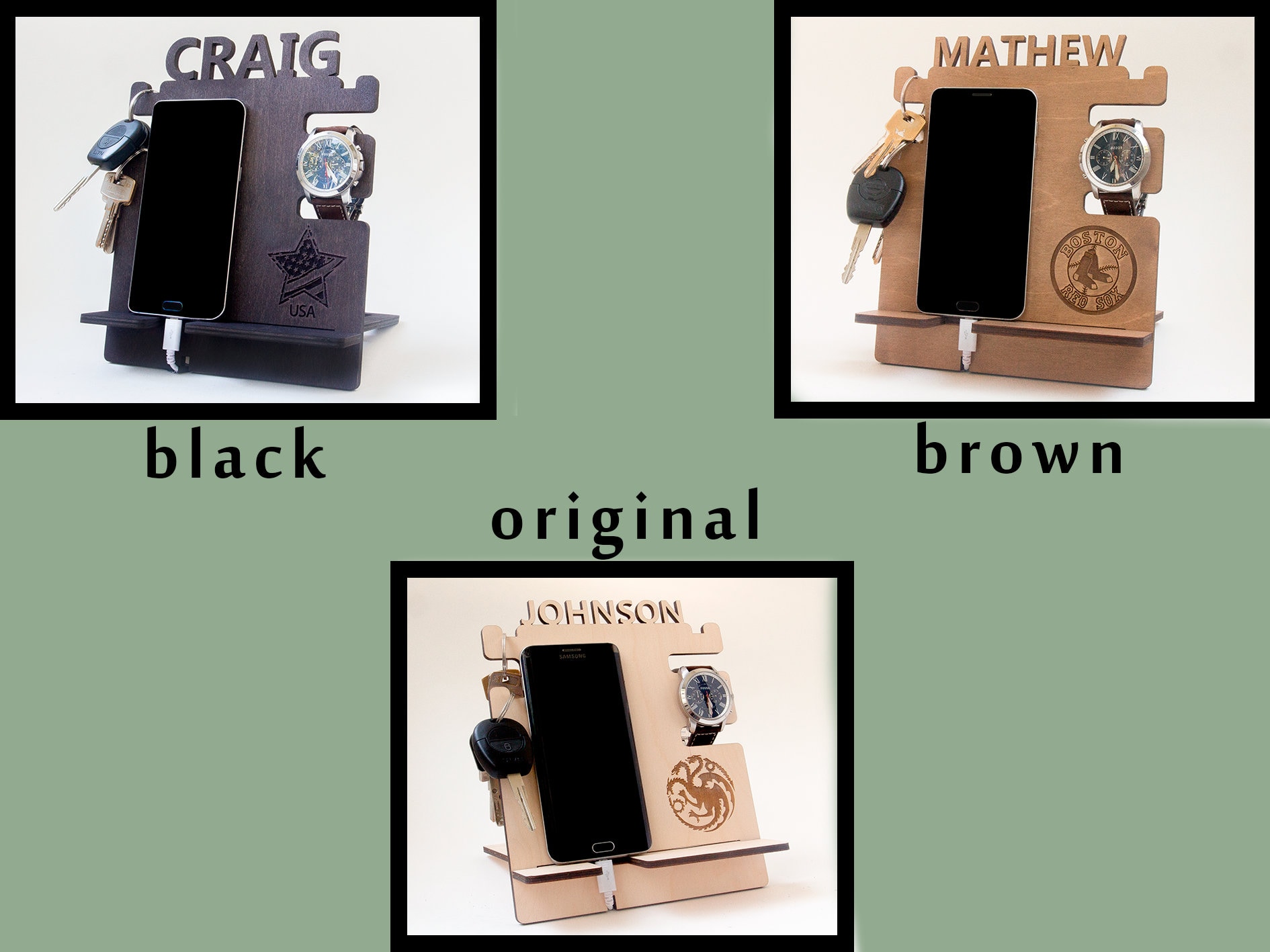 Mens personalized docking station Office organizer for Apple Etsy