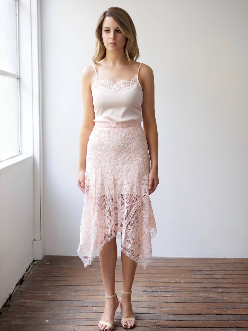 Blush Pink Lace Trim Wedding & Bridal Slip Dress Etsy
