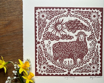 Spring is Coming - original lino cut - Somerset 280gsm paper