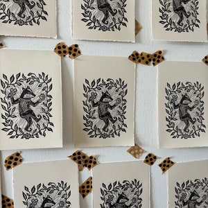 Beltane - Original Lino print - Black ink - Limited edition printed of 280gsm Somerset paper image 5