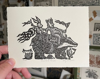 Woodland Parade - Original Lino print - 280gsm paper - Limited Edition