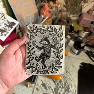 Beltane - Original Lino print - Black ink - Limited edition printed of 280gsm Somerset paper image 8