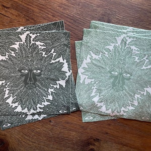 SMALL PATCH velvet - Light or dark- Green Man - Digitally printed velvet - Please read item description