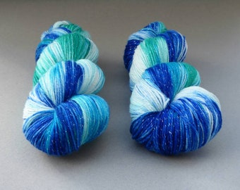 Crystal Clear - 100g Hand Dyed Sock Yarn - Sparkle Yarn - Superwash Merino - Lurex