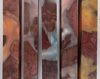 DISCOUNTED * Set of 5 Pen Blanks * Manzanita Burl and Epoxy * Turning Blank * Discounted due to Inconsistent Cutting