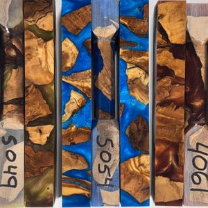 Pen Blanks * Olive Burl and Epoxy Hybrid * Mica Powder Colored * Pen Blank * Pen Turning image 17