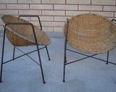 Very Rare Child Size Wicker and Iron Chairs in the Style of Salterini