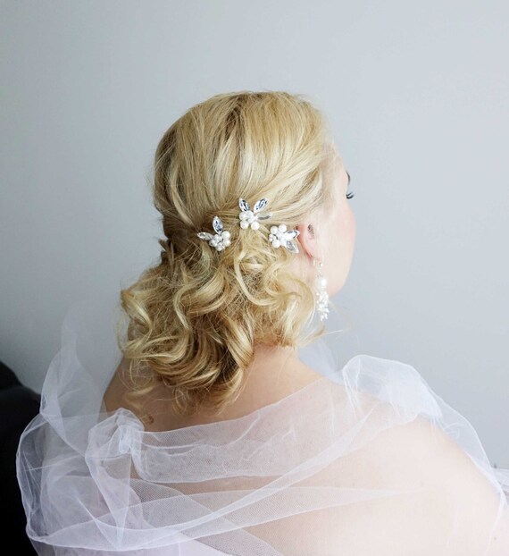 Silver Wedding Hair Pins.Set of 3 Bridal hair pins. Bridal Etsy