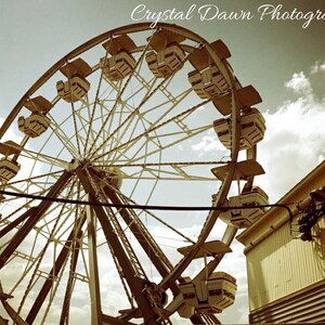Vintage Maine ferris wheel print - matted and framed